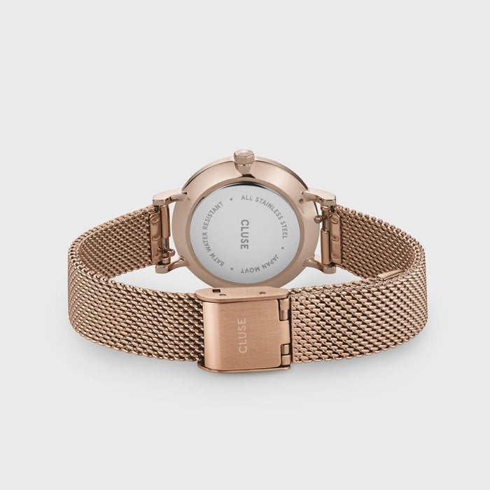 CLUSE - Boho Chic Petite Mesh White, Rose Gold Colour Watch