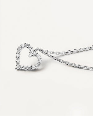 PDPAOLA - WHITE HEART NECKLACE SILVER