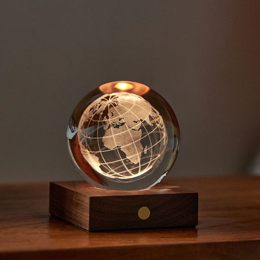 Gingko - World Globe Amber Crystal Light