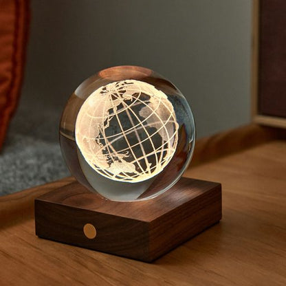 Gingko - World Globe Amber Crystal Light