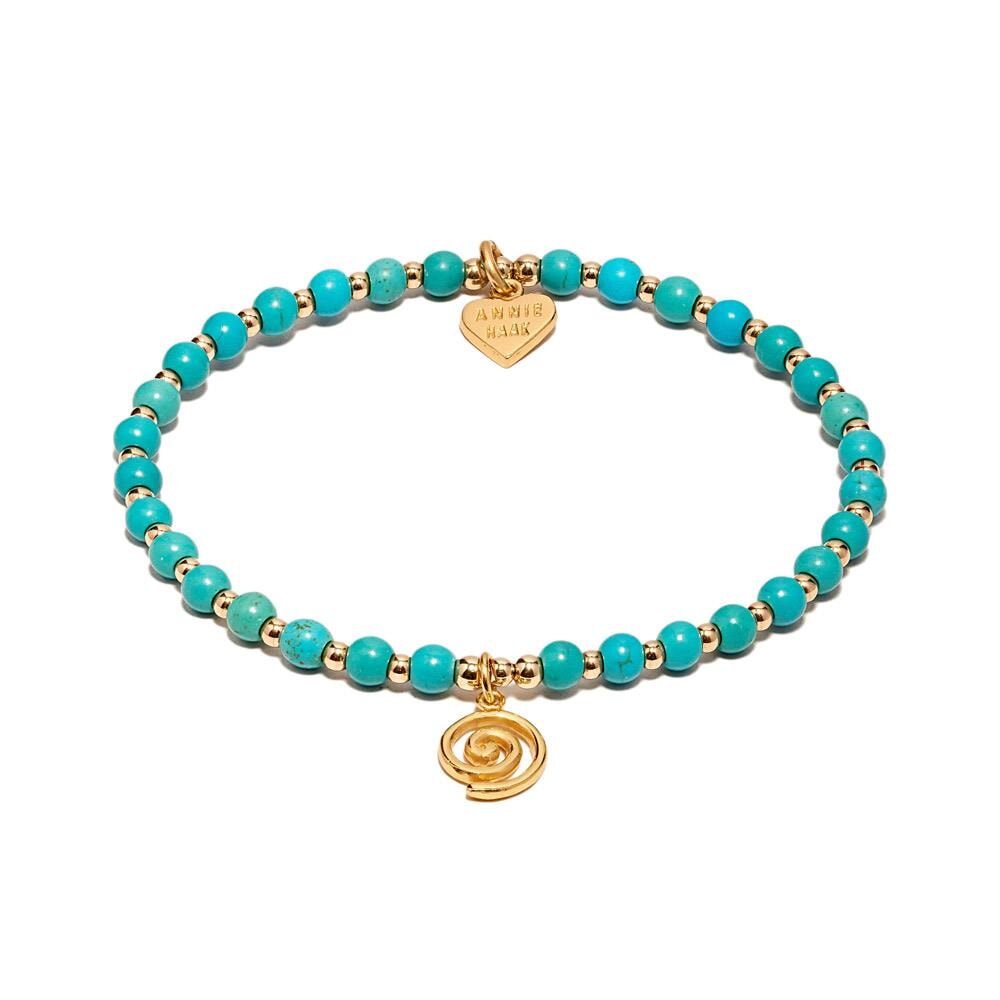 ANNIE HAAK - Turquoise Mini Orchid Gold Charm Bracelet - Spiral