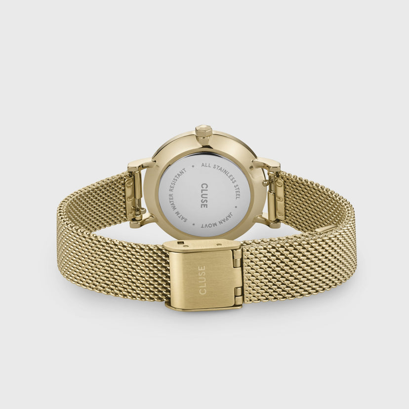 CLUSE - Boho Chic Petite Mesh White, Gold Colour Watch