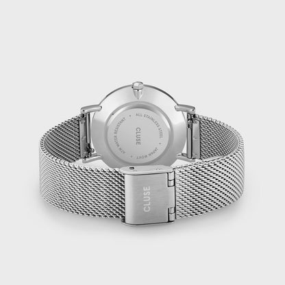 CLUSE - Minuit Mesh White, Silver Colour Watch